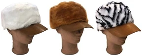 Lady Men Women Russian Cossack Style Faux Floppy Fur Bowler Baseball Hat Cap - Picture 1 of 10