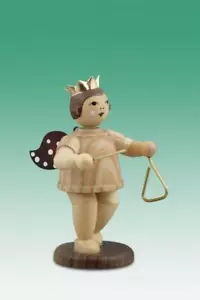 Angel musician angel with triangle without crown natural height approx. 6 cm new wooden angel wood - Picture 1 of 1