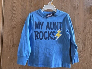 NWT Size 3T Old Navy My Aunt Rocks blue long sleeve shirt - Picture 1 of 2