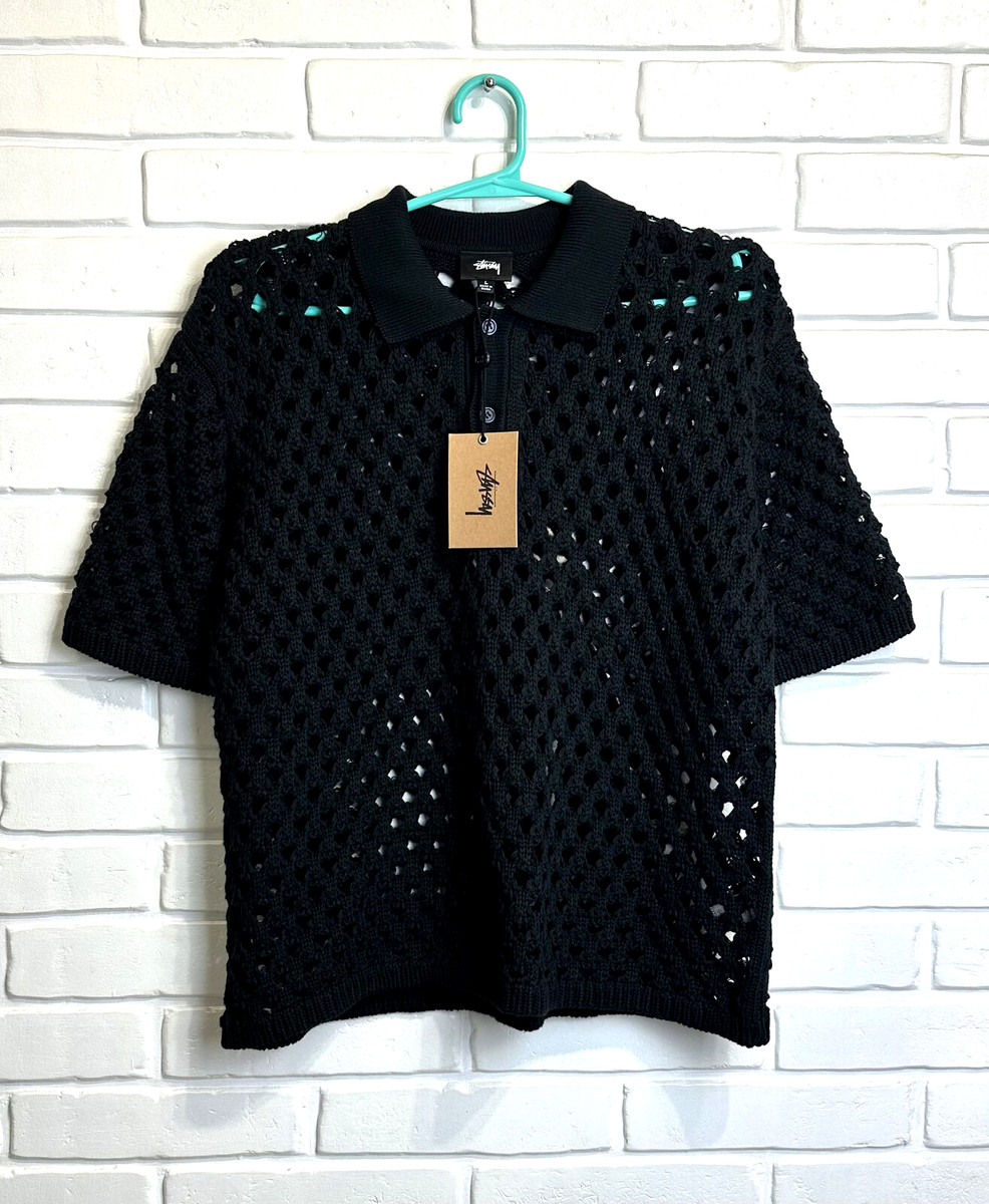 ポロシャツ STUSSY BIG MESH POLO SWEATER BLACK M - ポロシャツ ポロシャツ STUSSY BIG MESH POLO SWEATER BLACK M - ポロシャツ