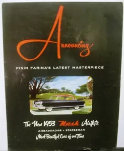 Carpeta de ventas original Nash Pinin Farina Ambassador Statesman XL 1953 - Imagen 1 de 4