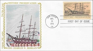Preservación histórica The Charles W. Morgan EE. UU. CA Colorano 1441 seda FDC 1971 - Imagen 1 de 2
