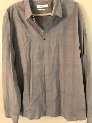 Рубашка CALVIN KLEIN Slim Fit длинные рукава кнопка спереди черный белый чек размер XXL - Изображение 1 из 4