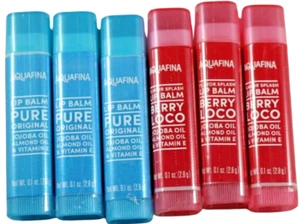 6 Pk Aquafina Pure Original Lip Balm & Berry Loco Lip Balm