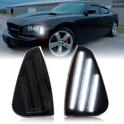 For 2006-2010 Dodge Charger 2x LED Bumper Corner Signal Lamps Side Marker Lights - Image 1 of 4