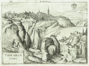 TIVOLI 1627 J. HONDIUS - LAZIO - Stampa Antica Originale - Roma - Cascate - Rara - Foto 1 di 3