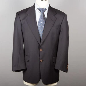 Tom James Innocenti Mens Suit Jacket 44R Wool Blend Black Sport Coat 2 Button - Picture 1 of 8