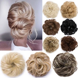 UK Curly Messy Bun Hair Piece Scrunchie Updo Thick Extensions Real As Human Hair - Picture 1 of 106