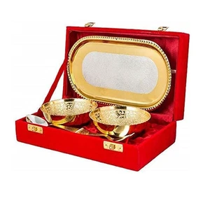 Silver and gold plated Brass bowl Return Gift set ( 10 Sets ) - Picture 1 of 4