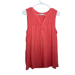 Spense Blouse Women's Large V-Neck Sleeveless Pink Smocked Boho Casual Tank - Picture 1 of 10