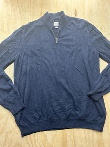 JWN Sweater Mens XL Navy Cashmere 1/4 Zip Pullover Ribbed Collar Soft Warm - Picture 1 of 6
