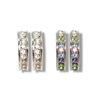 Brincos de cristal folheados a ouro 18K Huggie Stud Swarovski Elements vários estilos - Imagem 1 de 2