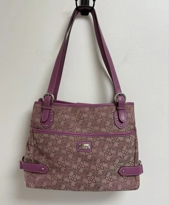 Liz & Co. Bolso de Hombro Púrpura Logo Cartera Doble Asa Compartimentos con Cremallera Foto 1 de 4