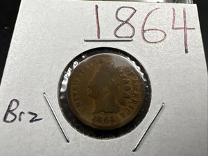 1864 1c Indian Cent Penny Coin AG / G Circ Bronze SKU#A - Picture 1 of 4