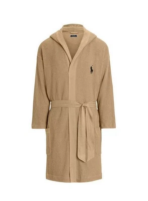 Polo RALPH LAUREN Men's Thermal Waffle Hooded Robe CLASSIC KHAKI S/M MSRP $95 - Image 1 of 3