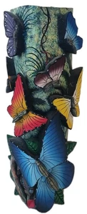 Tótem de madera tallada a mano mariposas arte popular colores vibrantes efecto 3D LEER - Imagen 1 de 17