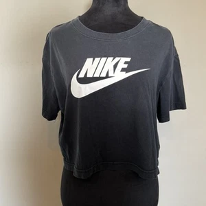 T-shirt Nike nera con logo ritagliato donna taglia large - Foto 1 di 7