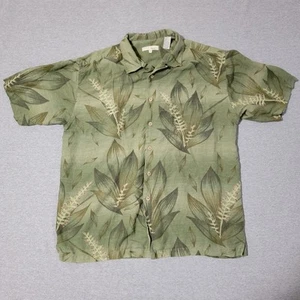 Ease Brand Linen Blend Hawaiian Shirt Men's XL Green Tropical Beach - Picture 1 of 6