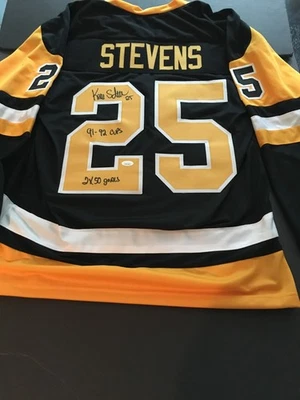KEVIN STEVENS AUTOGRAPHED CUSTOM JERSEY W/ "91-92 CUPS, 2X 50 GOALS"   JSA - Image 1 of 4