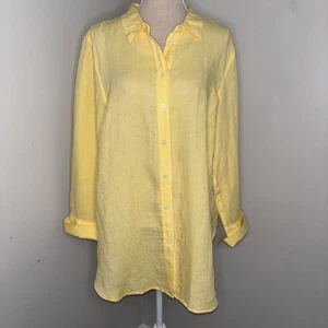 Talbots NUEVA Camisa Amarillo Lino Grande Botón Largo Delantero Manga Larga Talla XL - Imagen 1 de 8