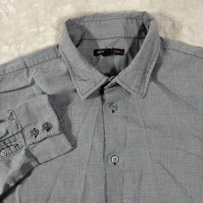 John Varvatos USA Shirt Mens Large Gray Woven Houndstooth Long Sleeve - Image 1 of 4