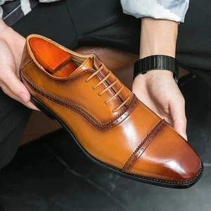 Scarpe derby retrò 38-46 uomo stringate abito formale business matrimonio punta quadrata tg - Foto 1 di 15