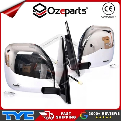 Set / Pair LH+RH Electric Door Mirror Chrome For Mitsubishi Pajero NM NP 00~06 - Image 1 of 4