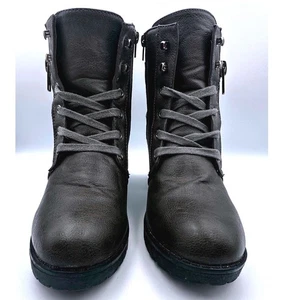 Rue 21 Etc Gris Botines con Cordones 3" Tacón Cremallera Estilo Combate Mujer Talla 8/9 - Imagen 1 de 6