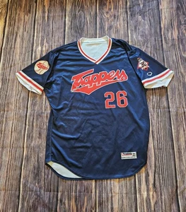 30th Anniversary Navy Blue Trappers Size 48 Evoshield Jersey #26 Game Worn - Picture 1 of 5