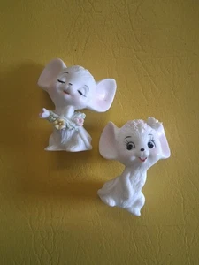 2 statuine vintage tovaglioli miniatura porcellana topo bianco made in Japan 1,5" - Foto 1 di 4