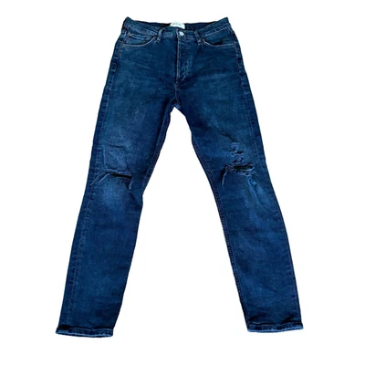 Pantalones de mezclilla Agolde para mujer 28x26 negros lavados Nico tiro alto ajustados botones mosca desgastados Foto 1 de 4