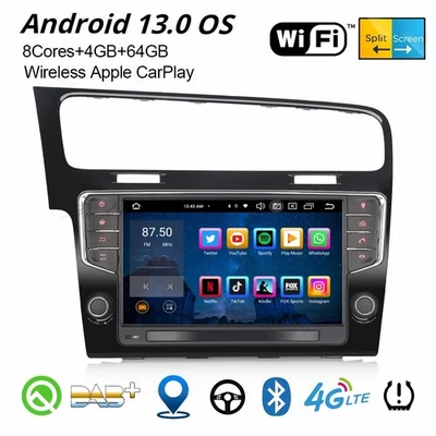 9" 8-Kern 64GB Android 13 DAB+ Autoradio Für VW Golf 7/VII Navi Wifi CarPlay USB - Bild 1 von 4