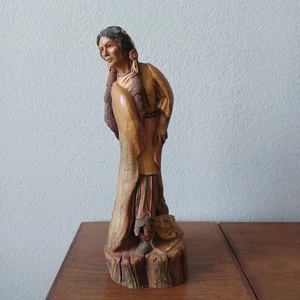 Scultura d'arte vintage nativi americani che ascolta donna Stephen Herrero 964/4000 - Foto 1 di 21