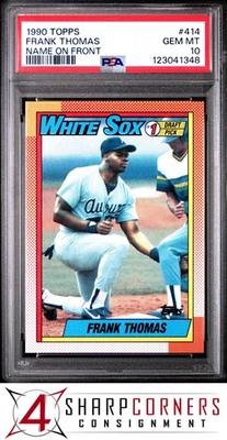 Frank Thomas RC HOF 1990 Topps #414 nombre en la parte delantera PSA 10 Foto 1 de 2
