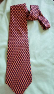 Herren-Krawatte Brooks Brothers 100 % Seide marineblau orange geometrisch HERGESTELLT IN USA - Bild 1 von 4