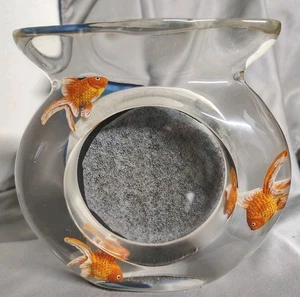 Vintage Y2K Picture Frame Photo Round 3.5''x3.5'' Gold Fish Bowl Clear Sonoma - Picture 1 of 5