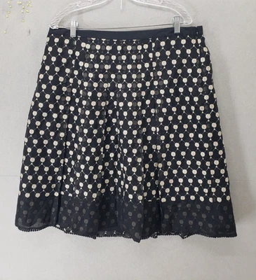 Falda Ann Taylor Mujer 16 Negra Beige Bordada Punto Malla Forrada Línea A Carrera Foto 1 de 4