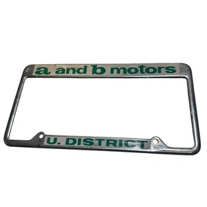 1980's Washington Seattle U District A & B Motors License Plate Frame - Picture 1 of 3