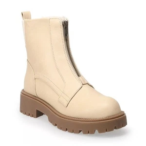 NIB SO Front Zipper Ankle Boots Tan Size 10 - Picture 1 of 5