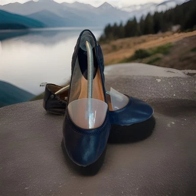 Sapatilhas de balé Antonio Melani azul marinho femininas tamanho 7,5 couro macio - Imagem 1 de 4