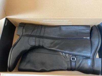 NWB Naturalizer WIDE CALF Riding Tall Leather Boot Women's Sz 10M Black - image 1 of 4