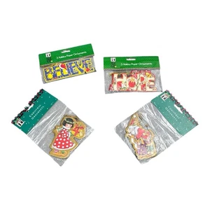 Posten 12 Maria Engelbreit Weihnachtsschmuck Believe Santa 2-seitig gestanzt Papier Holz - Bild 1 von 14