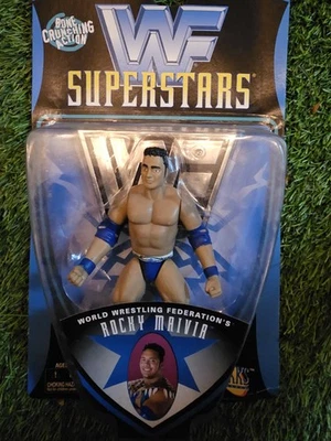 Primera figura de acción de novato Rocky Maivia 1997 WWF Jakks Superstars NUEVO Foto 1 de 2