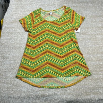 Lularoe Disney Classic T Shirt Size S Kermit Pattern Green Yellow Orange - Image 1 of 4