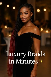 Handgefertigte geflochtene Lace Perücke ombre rot schwarz | lange knotenlose Box Zöpfe menschliche Mischung - Bild 1 von 24