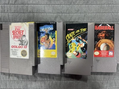 Nintendo Lote de 4 Juegos Power Punch2, Tecmo Baseball, Skate Or Die, Golgo13 Foto 1 de 4