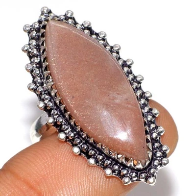 Exclusive Sunstone 925 Silver Plated Handmade Ring US 8 Gifts For Women GW - Image 1 of 3