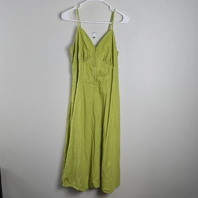Maxi Vestido Sinceramente Jules Verde Lima Espalda Ajustada Correa de Espagueti Algodón Talla L Foto 1 de 4