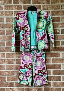 OILILY Girls Colorful 3pc Set Size 6Y Jersey Pants Top & Hooded/Zip Jacket Nice! - Picture 1 of 16