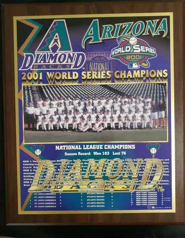 2001 World Series Champions Arizona Diamondbacks Wooden Plaque Cover